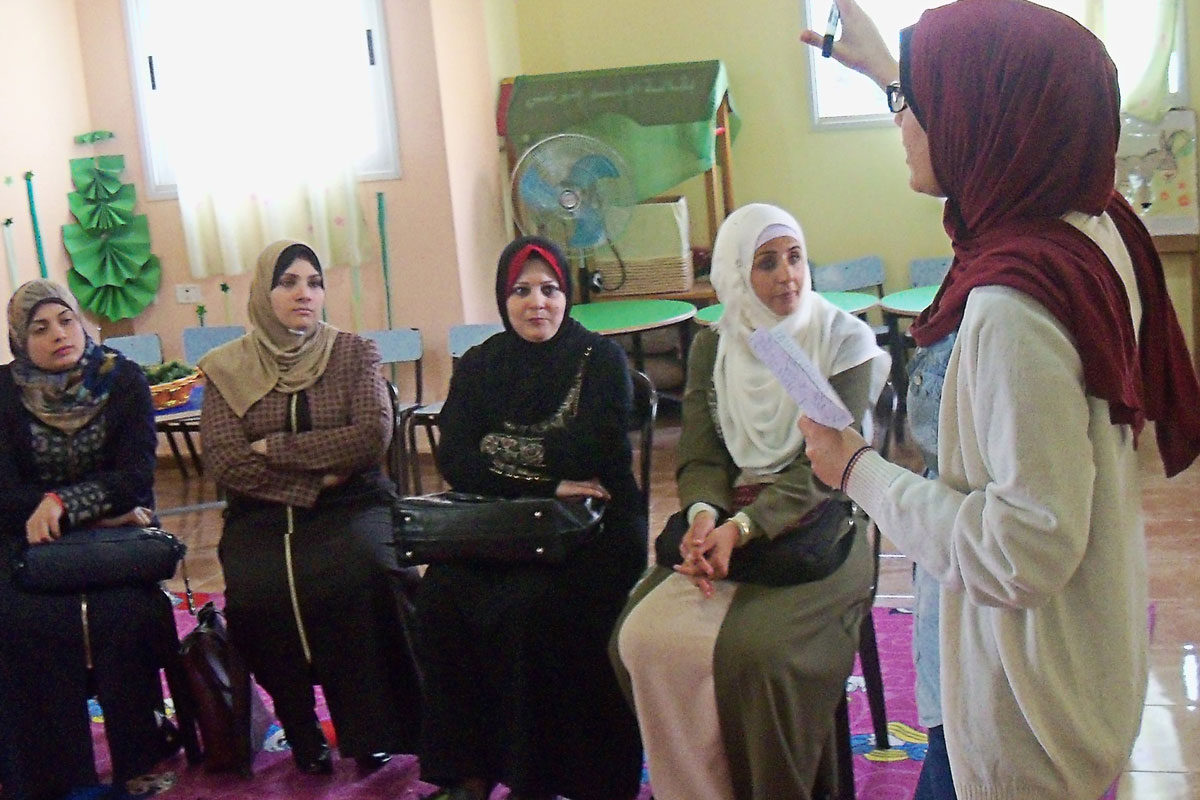 Yasmin leads a session in Gaza.
