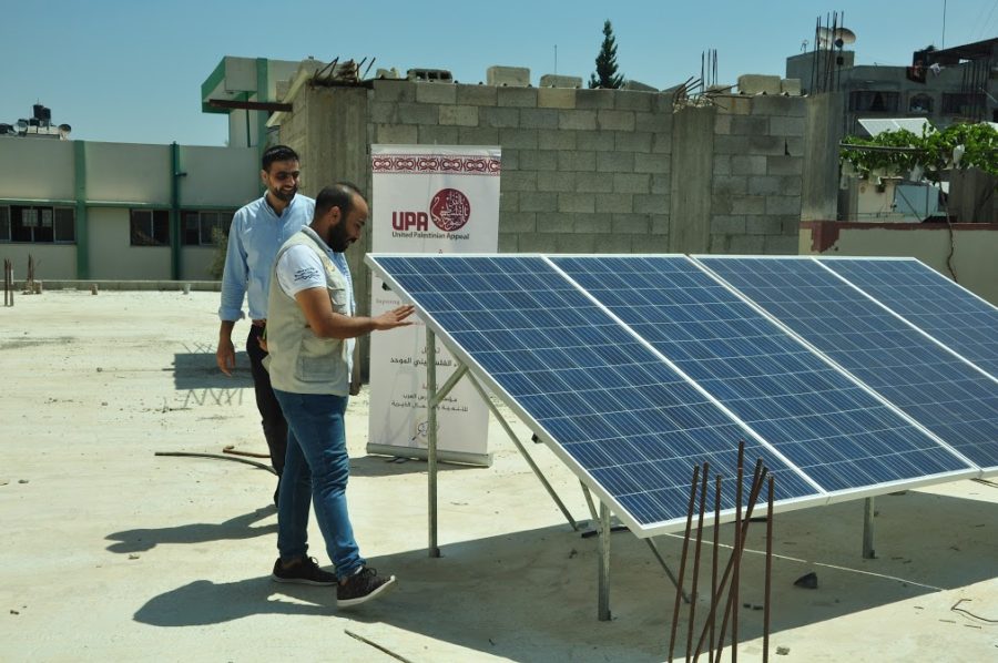 Solar panels at a elementary school in Gaza.